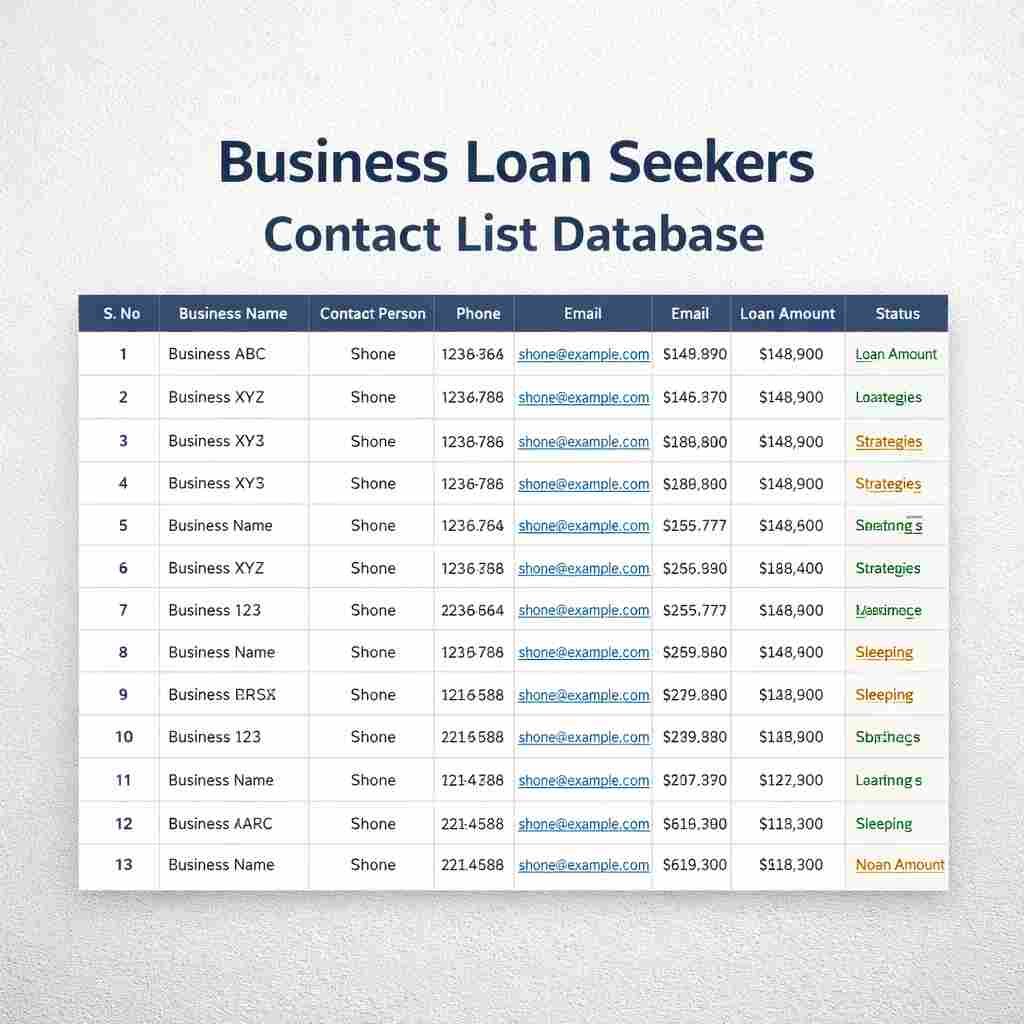 Business Loan Seekers Contact List Database